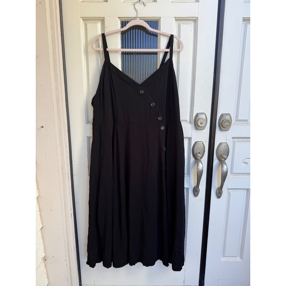 Torrid Black Button‎ Front Midi Asymmetrical Dress Plus Size 3 Sleeveless V Neck